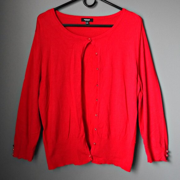 Premise Sweaters - 2/$23 Premise Studio 8 Button Cardigan Sweater Red w/Stylish Buttons - XL